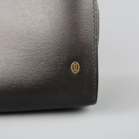 Vintage CARTIER Black Leather Wristlet Travel Toiletry Clutch Bag