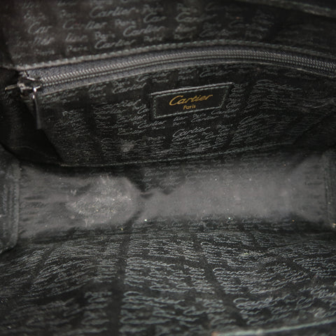 Vintage CARTIER Black Leather Wristlet Travel Toiletry Clutch Bag