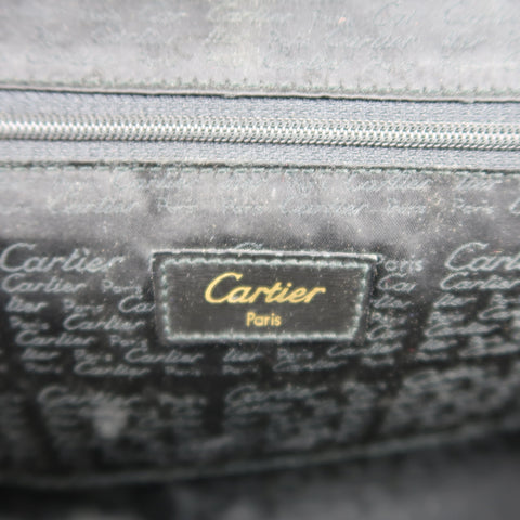 Vintage CARTIER Black Leather Wristlet Travel Toiletry Clutch Bag