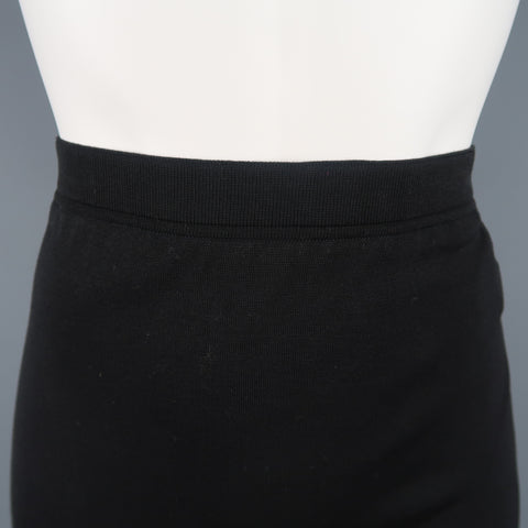 Vintage CHANEL Size 8 Black Viscose Jersey Pencil Skirt