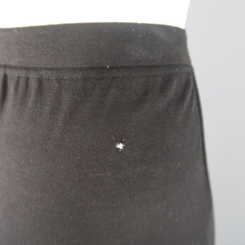 Vintage CHANEL Size 8 Black Viscose Jersey Pencil Skirt
