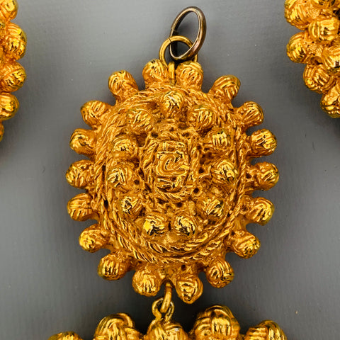 CHRISTIAN LACROIX Gold Tone Heart Pendant Earrings Jewelry Set