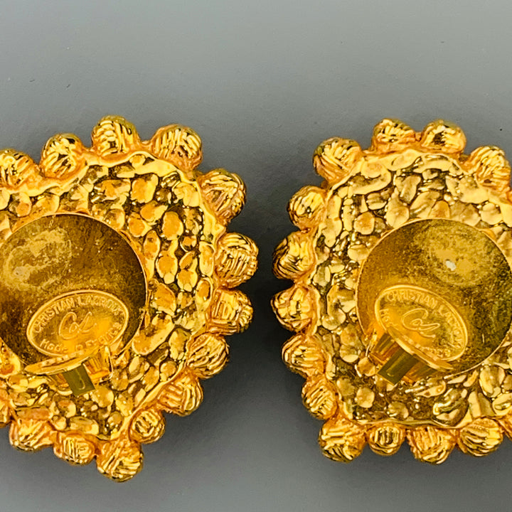CHRISTIAN LACROIX Gold Tone Heart Pendant Earrings Jewelry Set