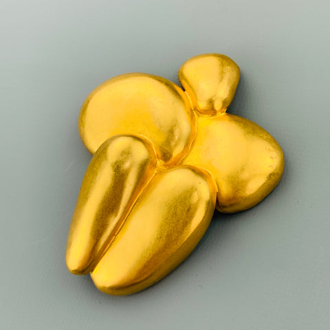 Broche de figure abstraite vintage de ton or 