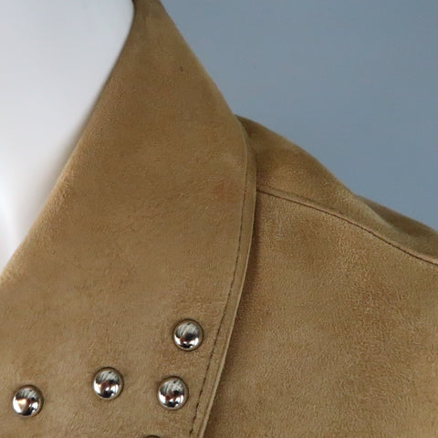 Vintage I.MAGNIN Size 12 Tan Studded Suede Cropped Snap Jacket