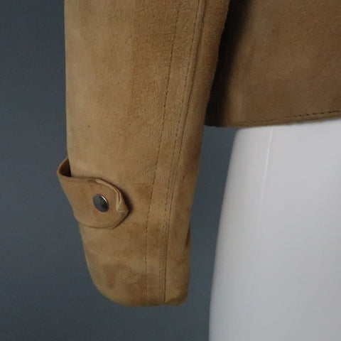 Vintage I.MAGNIN Size 12 Tan Studded Suede Cropped Snap Jacket