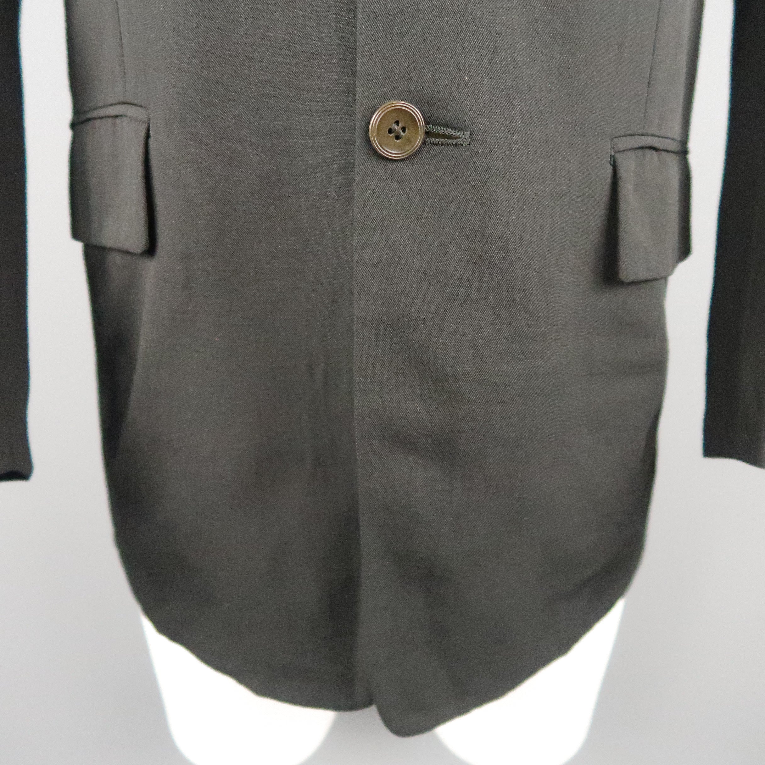 Vintage JEAN PAUL GAULTIER 38 Black Wool Twill Notch Lapel Sport