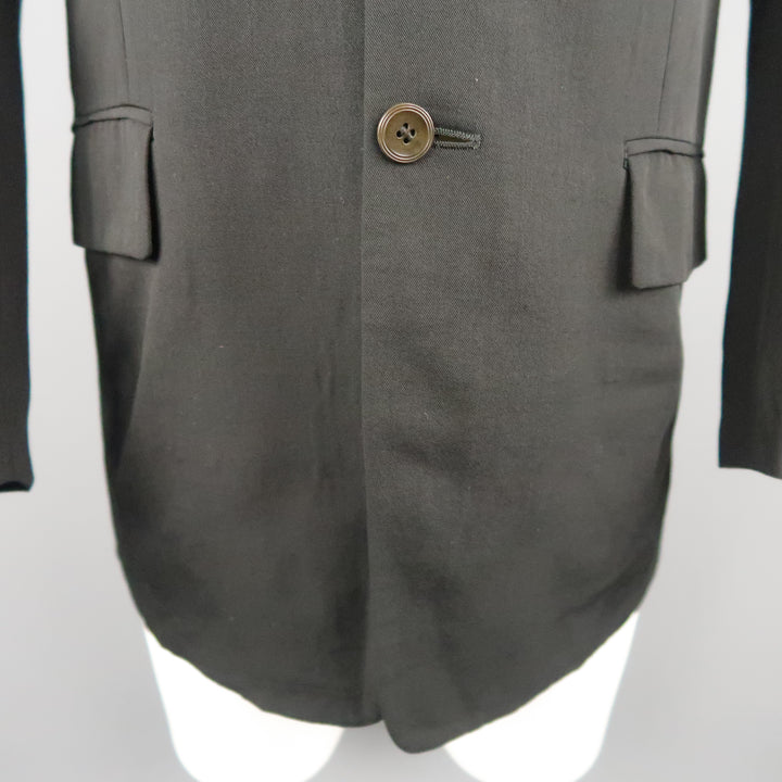 Vintage JEAN PAUL GAULTIER 38 Black Wool Twill Notch Lapel Sport Coat