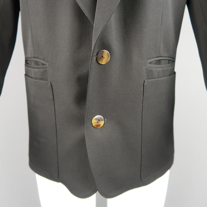 Vintage JEAN PAUL GAULTIER S Black Solid Wool Blend Shawl Collar Jacket