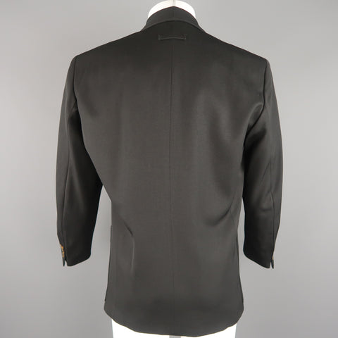 Vintage JEAN PAUL GAULTIER S Black Solid Wool Blend Shawl Collar Jacket