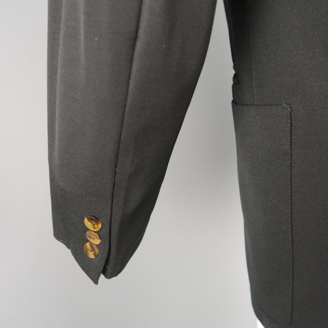 Vintage JEAN PAUL GAULTIER S Black Solid Wool Blend Shawl Collar Jacket