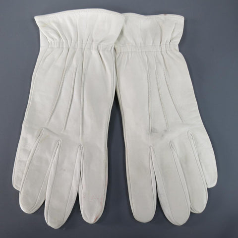 Vintage NEIMAN MARCUS Size M White Leather Elastic Cuff Gloves