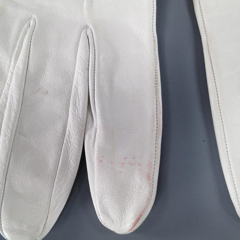 Vintage NEIMAN MARCUS Size M White Leather Elastic Cuff Gloves