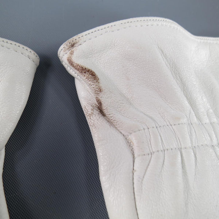 Vintage NEIMAN MARCUS Size M White Leather Elastic Cuff Gloves