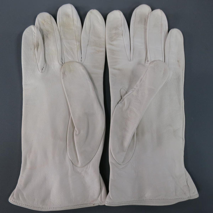 Vintage NEIMAN MARCUS Size M White Leather Elastic Cuff Gloves