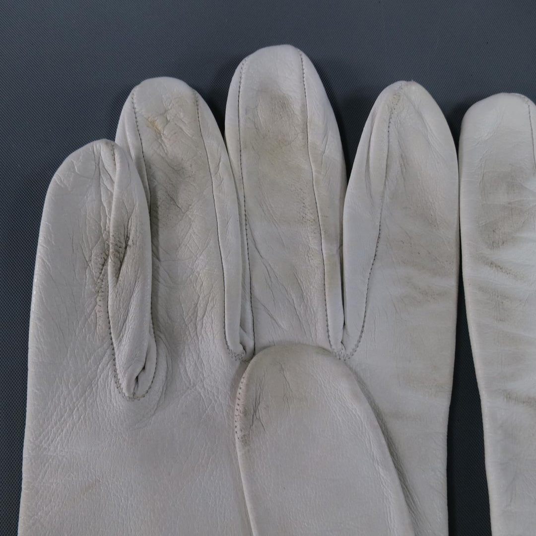 Vintage NEIMAN MARCUS Tamaño M Guantes de puño elástico de cuero blanco