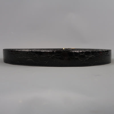 Vintage P&B Size 30 Black Patent Alligator Textured Leather Belt