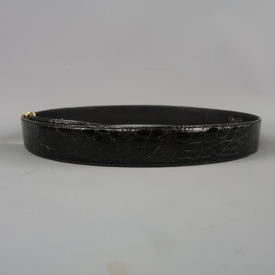 Vintage P&B Size 30 Black Patent Alligator Textured Leather Belt