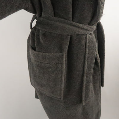 Vintage SONIA RYKIEL Size L Black Faux Fur Shawl Collar Robe Coat