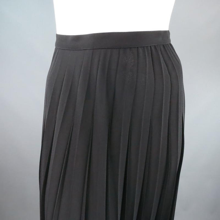 Vintage THIERRY MUGLER Size 10 Black Pleated Midi Skirt