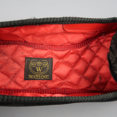 Vintage WATHNE Size 9.5 Black Velvet Gold Embroidered Horn Slippers