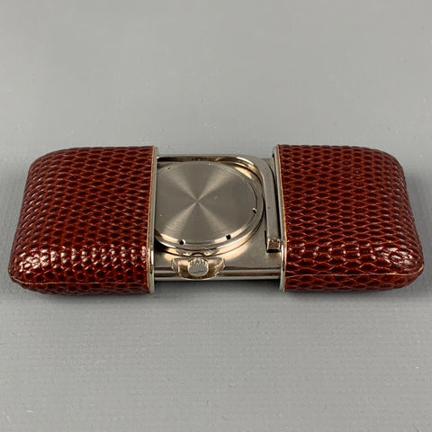 Vintage TIFFANY & CO. Burgundy Silver Leather Rhodium Traveling Atlas Watch