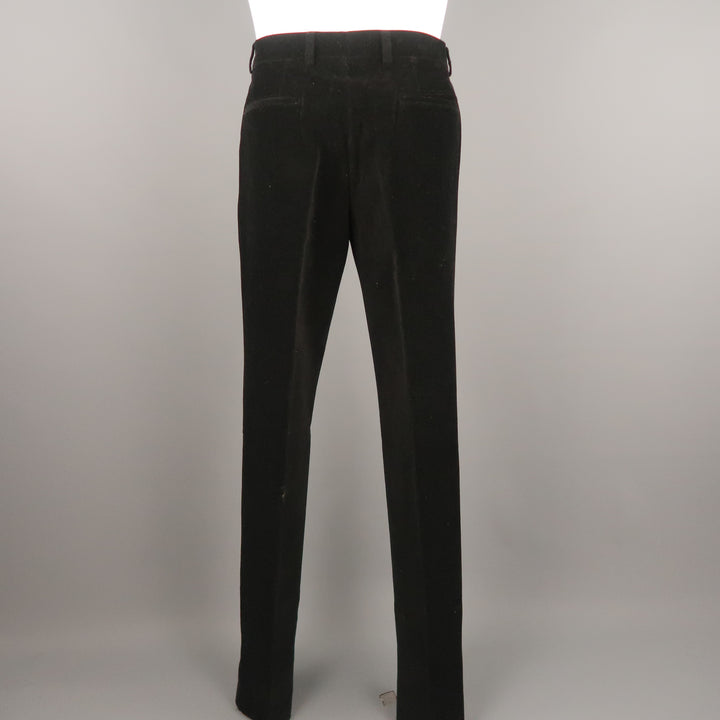 WILKES BASHFORD Size 30 Black Corduroy Flat Front Casual Pants