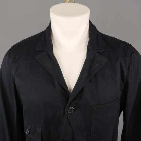 WOOLRICH M Veste noire à revers cranté en coton uni