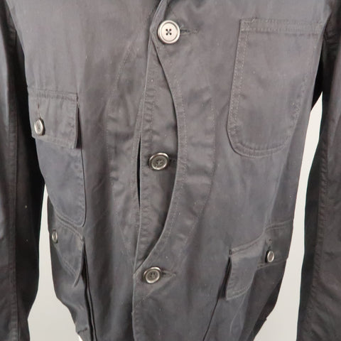 WOOLRICH M Veste noire à revers cranté en coton uni