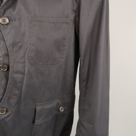 WOOLRICH M Veste noire à revers cranté en coton uni