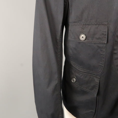WOOLRICH M Veste noire à revers cranté en coton uni