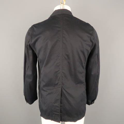 WOOLRICH M Veste noire à revers cranté en coton uni