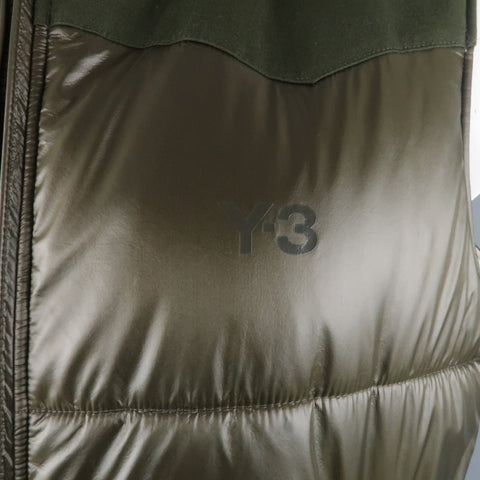 Y-3 XL Olive Solid Two Toned Nylon Zip Up & Hood Vest