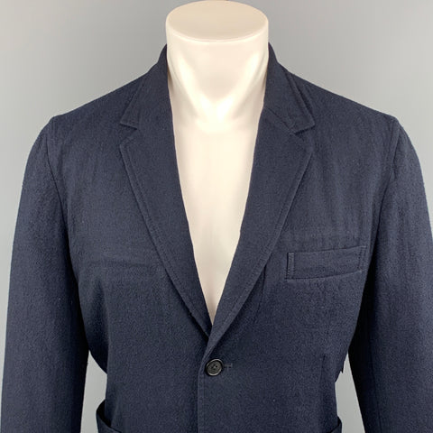 YOHJI YAMAMOTO Chest Size M Navy Solid Wool Notch Lapel Sport Coat