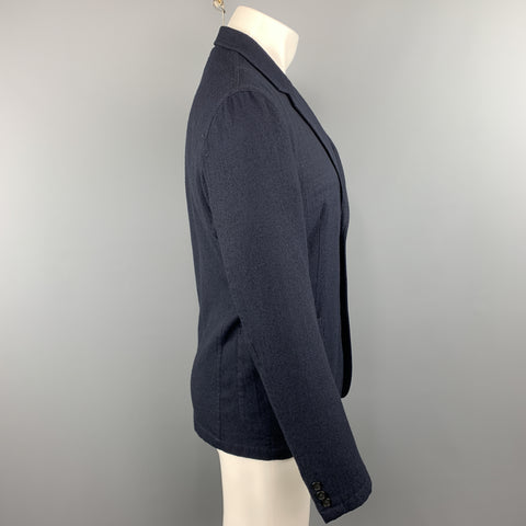 YOHJI YAMAMOTO Chest Size M Navy Solid Wool Notch Lapel Sport Coat