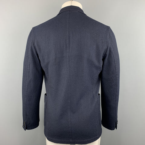 YOHJI YAMAMOTO Chest Size M Navy Solid Wool Notch Lapel Sport Coat