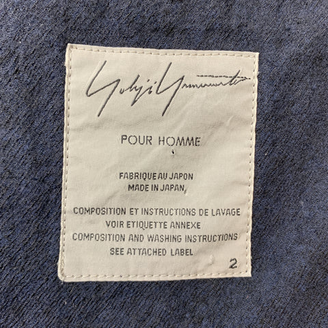 YOHJI YAMAMOTO Chest Size M Navy Solid Wool Notch Lapel Sport Coat