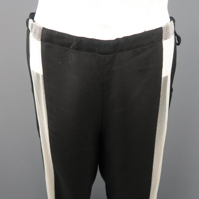 YOHJI YAMAMOTO Size M Black Silk Dress Pants