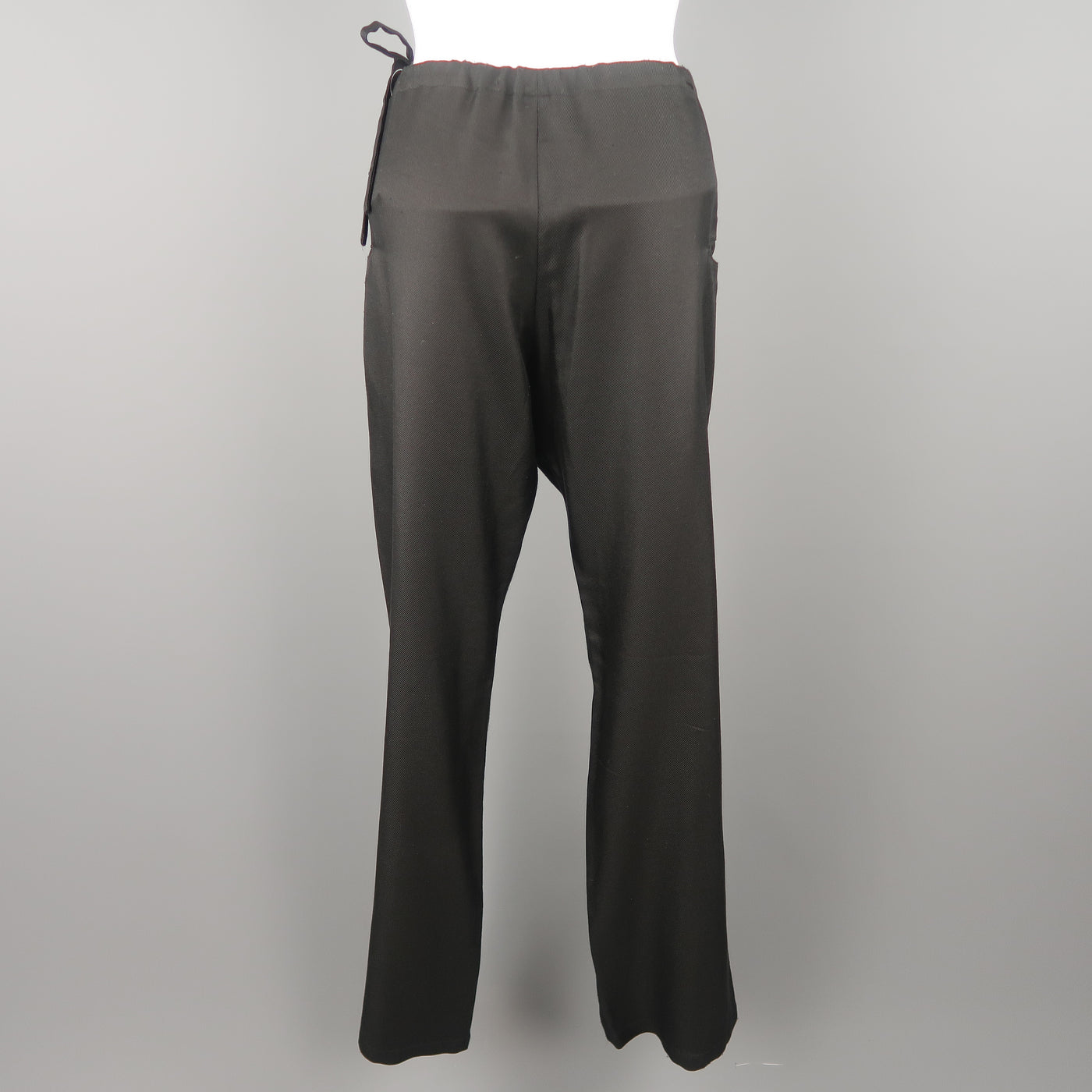 YOHJI YAMAMOTO Size M Black Silk Dress Pants