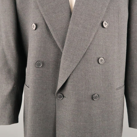 YVES SAINT LAURENT 46 Regular Dark Gray Textured Wool Peak Lapel Sport Coat