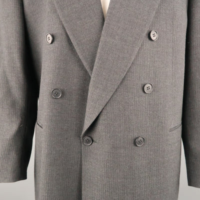 YVES SAINT LAURENT 46 Regular Dark Gray Textured Wool Peak Lapel Sport Coat