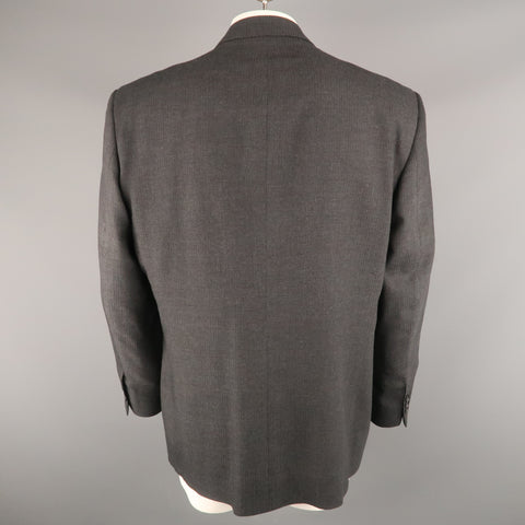 YVES SAINT LAURENT 46 Regular Dark Gray Textured Wool Peak Lapel Sport Coat