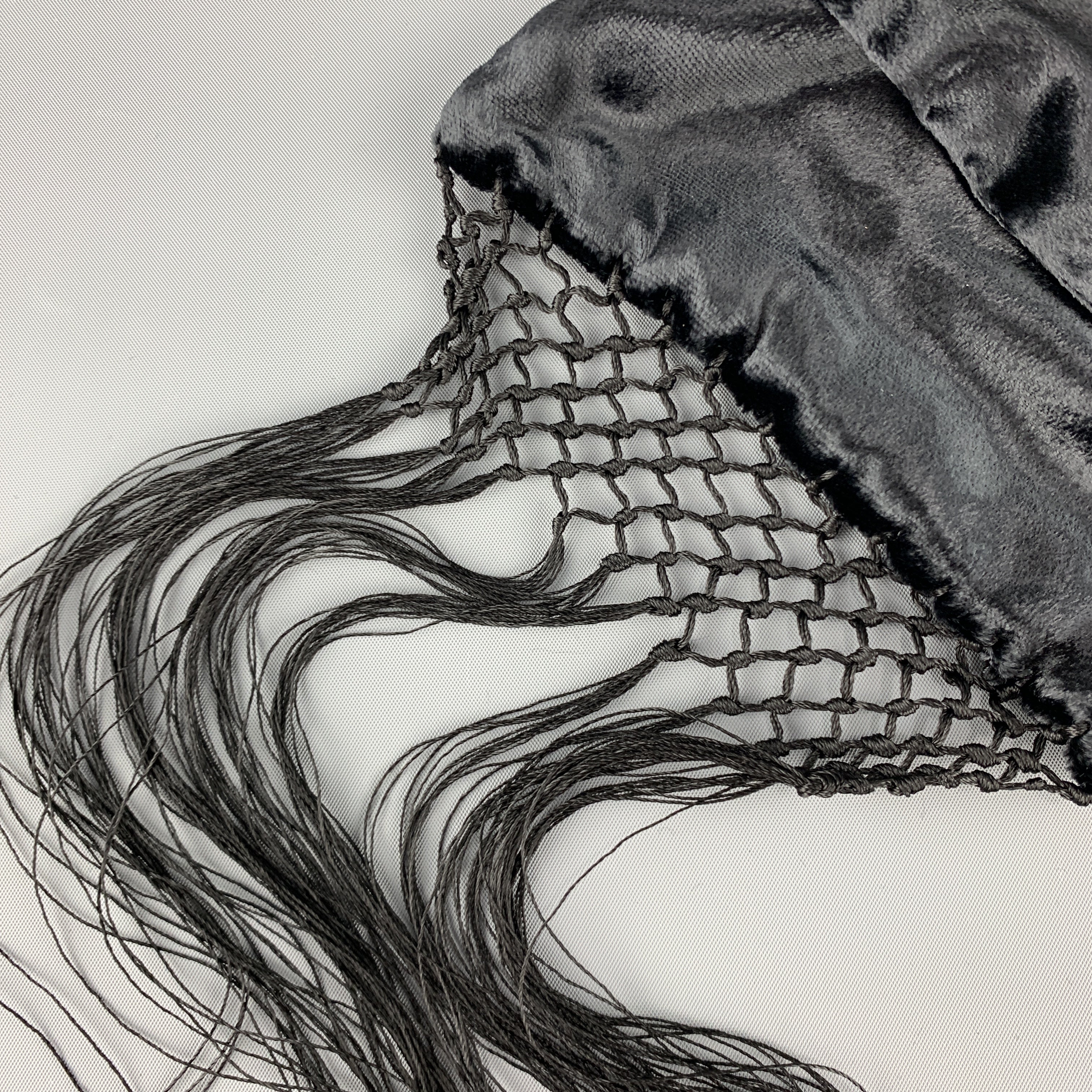 YVES SAINT LAURENT Black Velvet Fringe YSL Neck Scarf – Sui