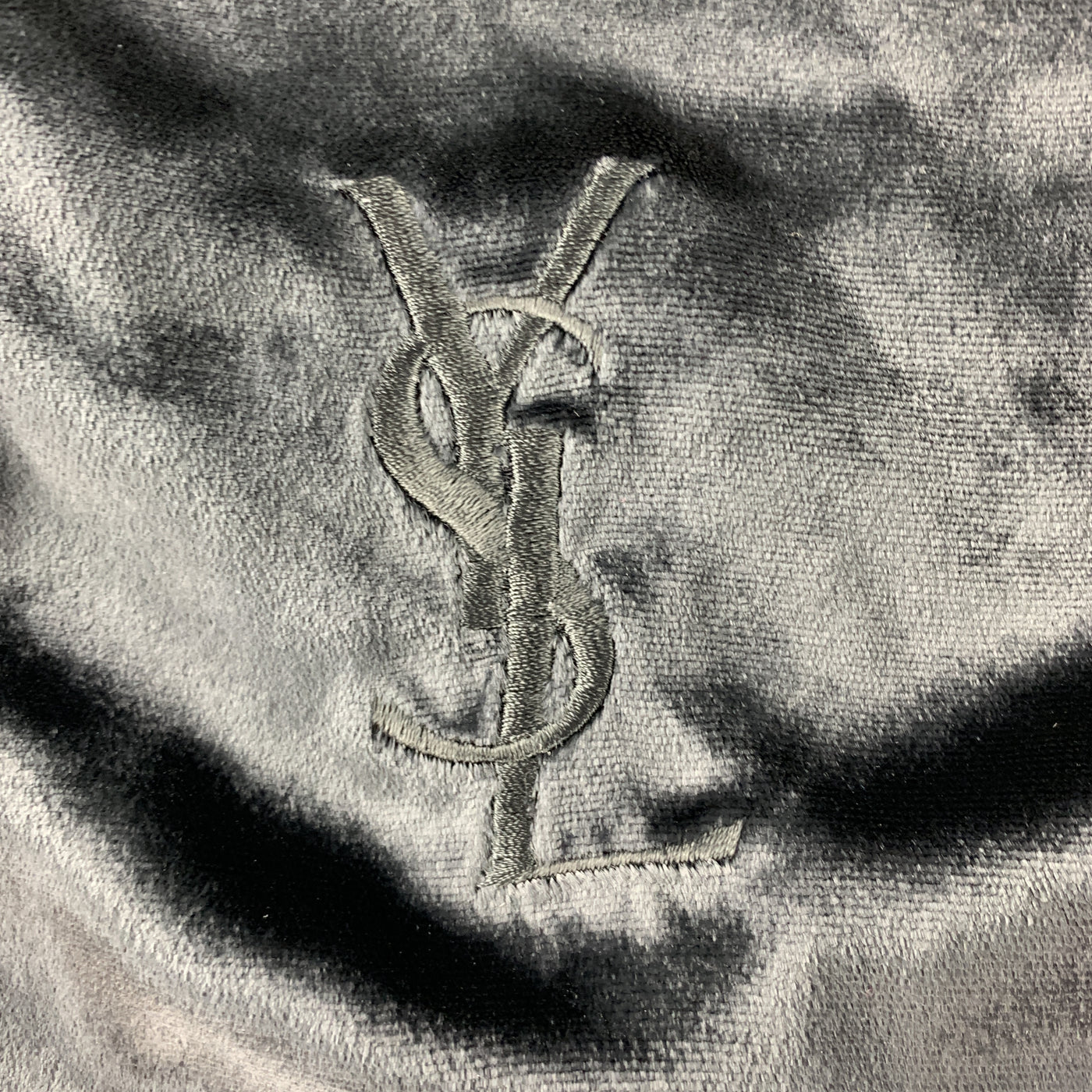 YVES SAINT LAURENT Black Velvet Fringe YSL Neck Scarf