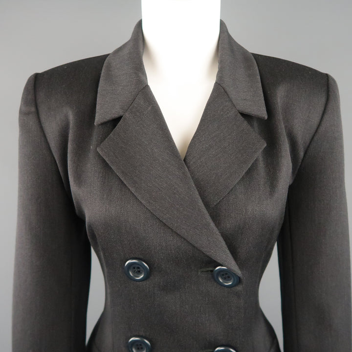 YVES SAINT LAURENT Encore Size 6 Charcoal Double Breasted Jacket