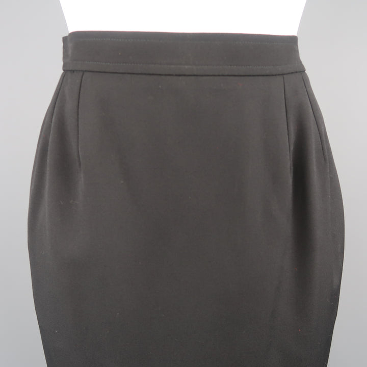 YVES SAINT LAURENT Rive Gauche Size 2 Black Wool Pencil Skirt