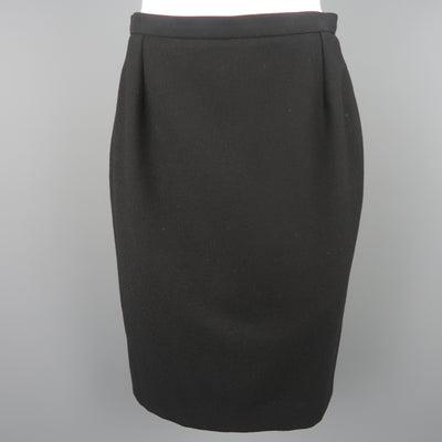 YVES SAINT LAURENT Size 8 Black Wool Classic Pencil Skirt
