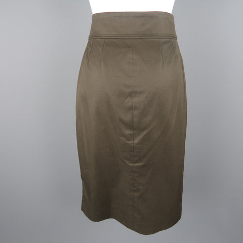 YVES SAINT LAURENT by TOM FORD Size 8 Dark Green Cotton Pencil Skirt