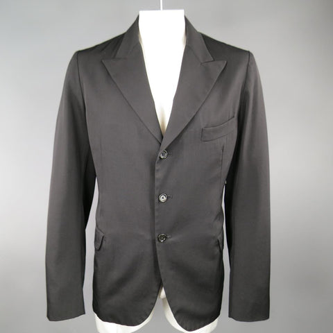 Y's by YOHJI YAMAMOTO 42 Black Wool Peek Lapel Sport Coat