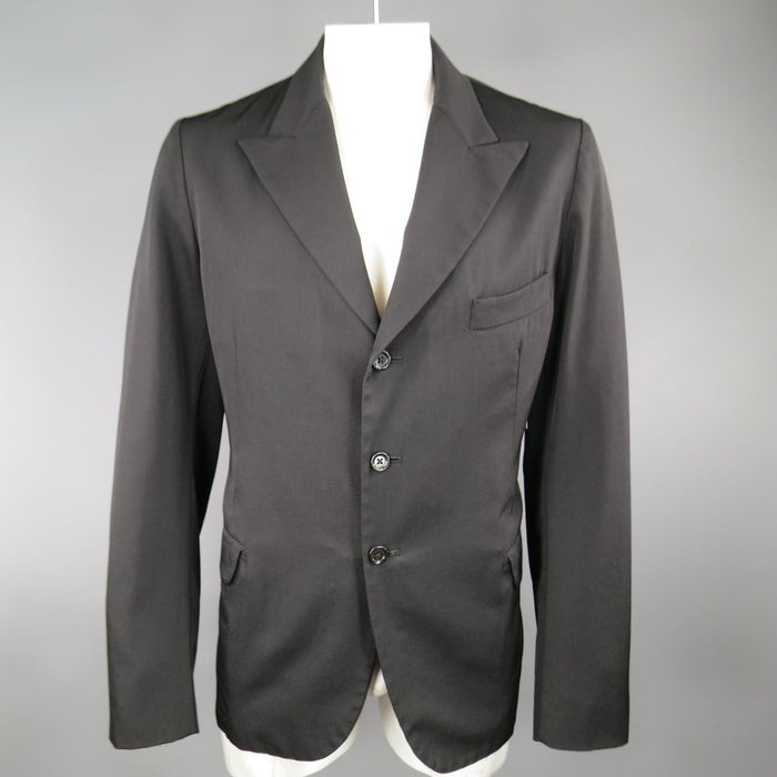 Y's by YOHJI YAMAMOTO 42 Black Wool Peek Lapel Sport Coat